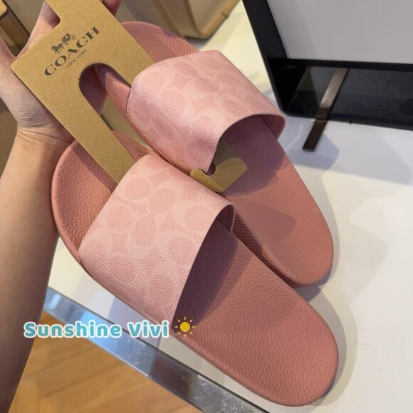 New Coach women Udele Sport Slide Signature Canvas CAR28 Powder Pink US 7 - Picture 2 of 10